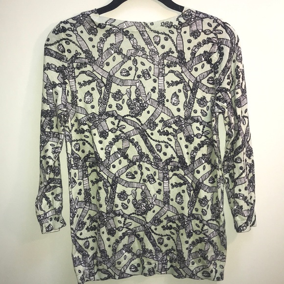 |Ann Taylor| Green Black Jeweled Print Sweater - Picture 6 of 7